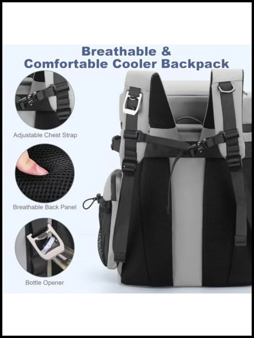 48 Can Insulated Cooler Backpack, Leakproof Double Deck, 30L